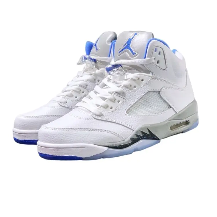 

Nike Wholesale AIR jordan 5 Retro White Blue Men's Women's Aj5 Basketball Running Shoes Sports Sneakers