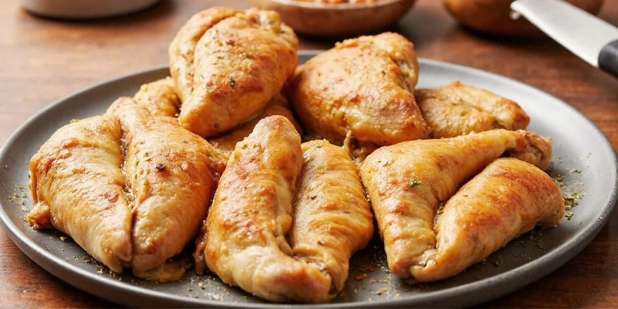 Golden roasted chicken on tray