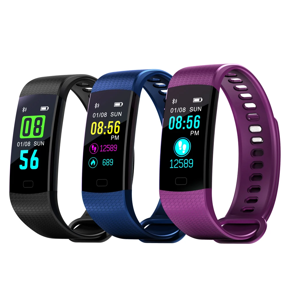 Smart Band Y5 Heart Rate Blood Pressure Monitor High Brightness Colorful Screen Smart Bracelet Wristband Notification