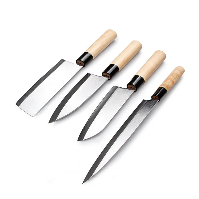 

Japanese best seller reviews cheap 4 pieces stainless steel different types of kitchen chef knife set with wood handle
