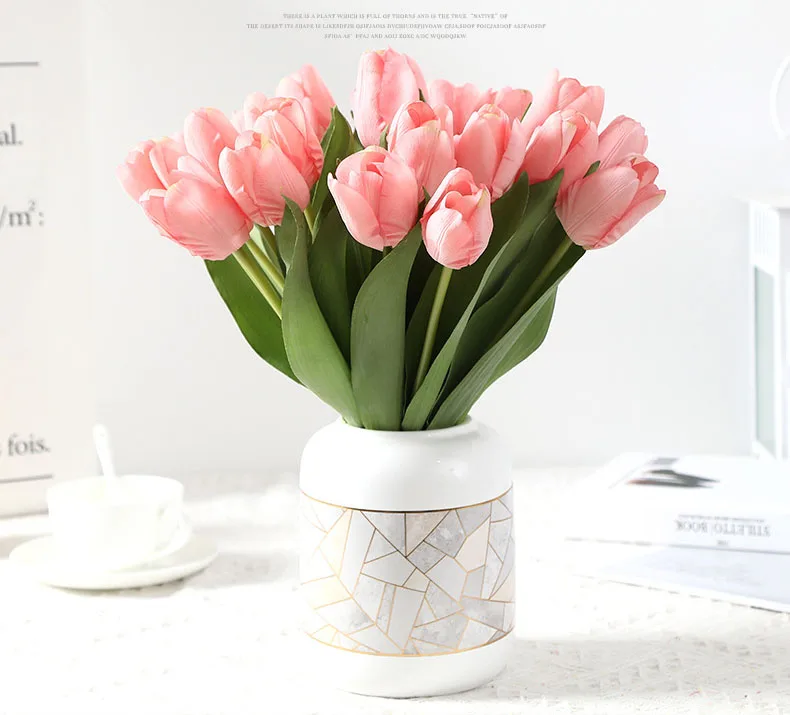 

C-T004 Wholesale artificial flower real touch faux pu tulips bouquet artificial tulips for wedding party home decoration