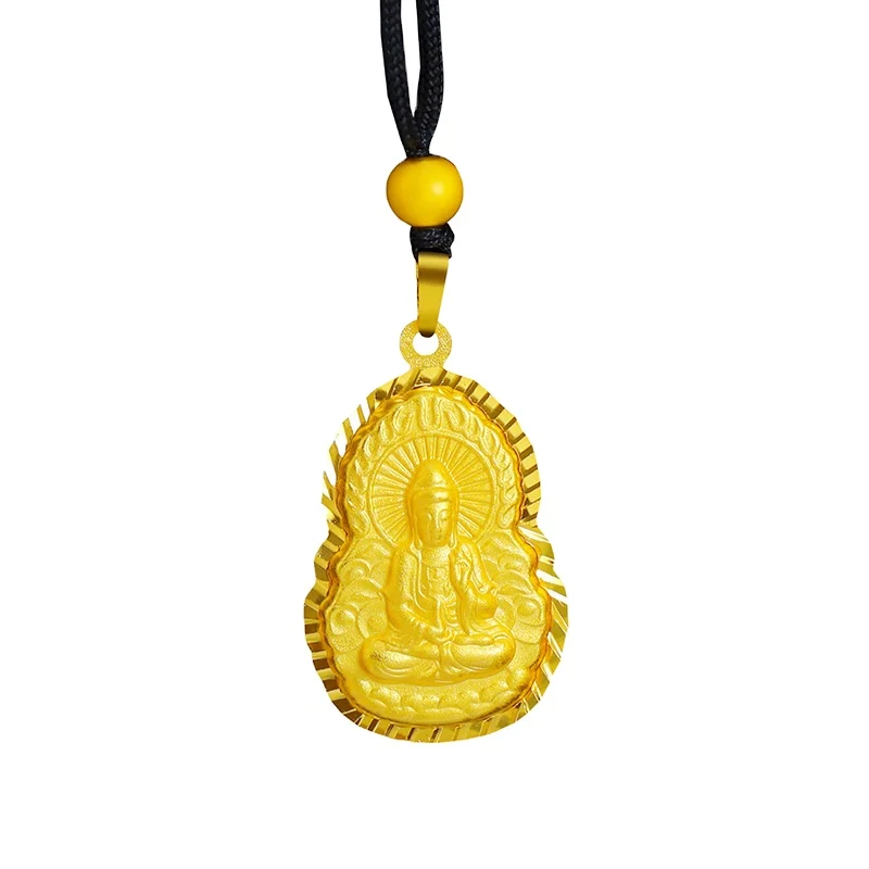 

Vietnam Shajin Unisex Guanyin Pendant Gold Edition Net Red Ping An Buddha Pendant Brass Gold Plated Jewelry Wholesale