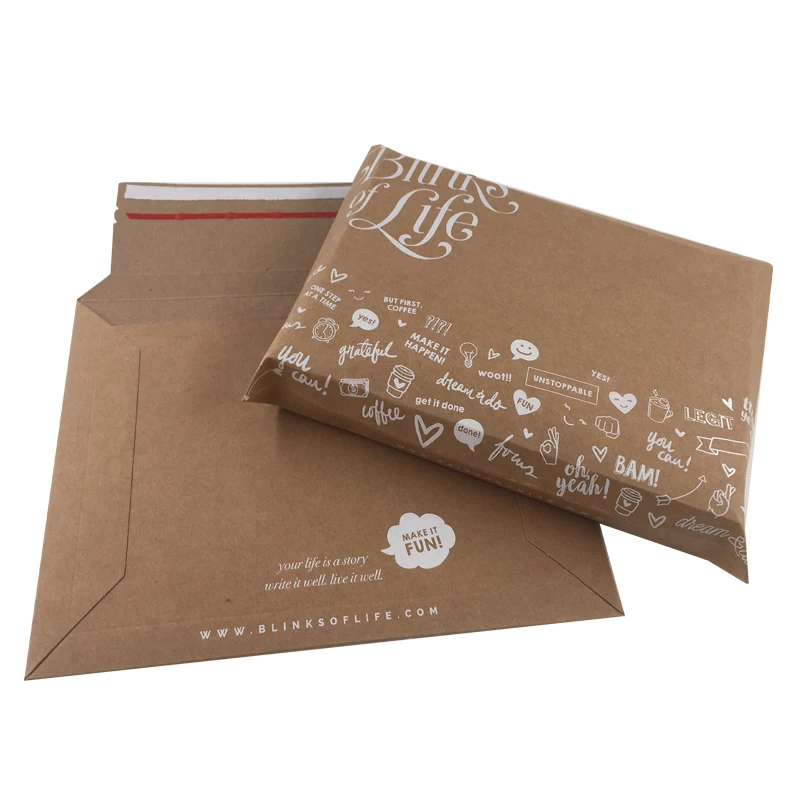 
Rigid and Durable Paper Custom Cardboard Envelopes / Book Mailers With Self Seal Strip 
