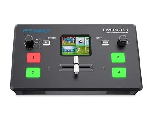 Feelworld Videomischer, 4× HDMI, Chroma-Key, USB-3.0-Livestream