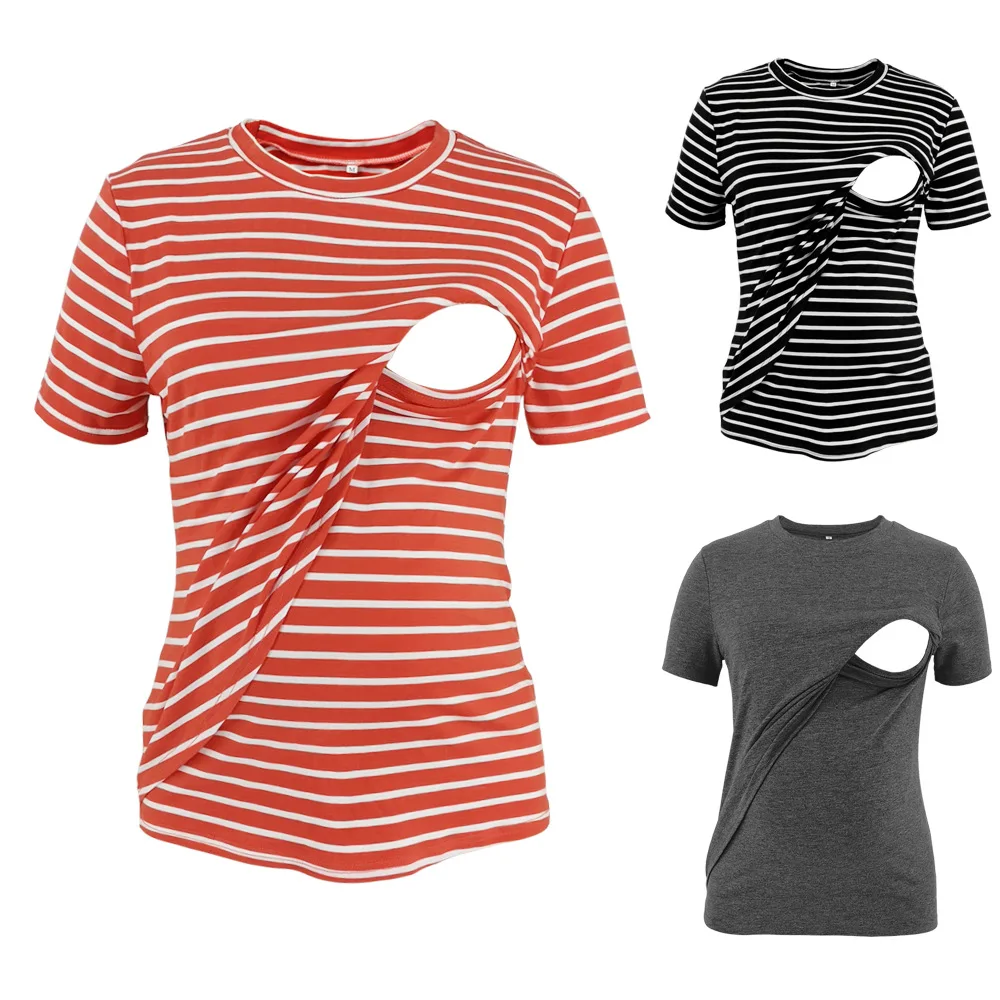 

New Arrival Summer O neck Striped Maternity Clothing Dress Women Pregnant Tshirt, Black, gray, white, red