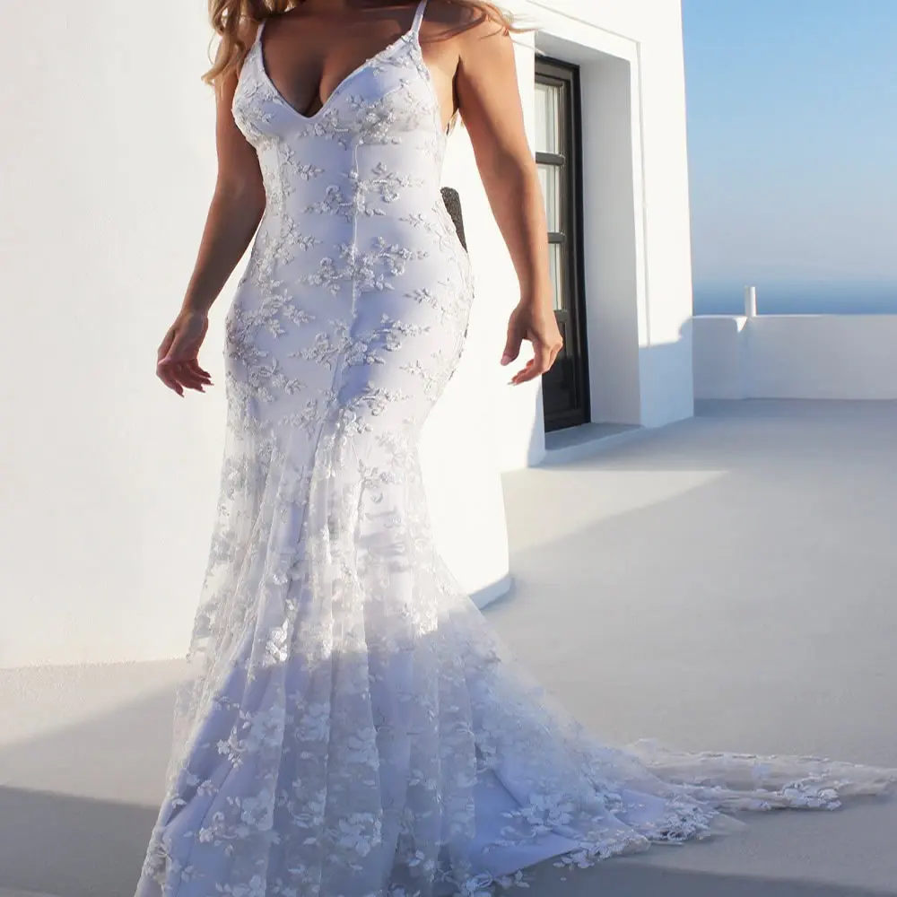 

fashion in 2021 white color Lace Plus Size Wedding Dress in stock 230741