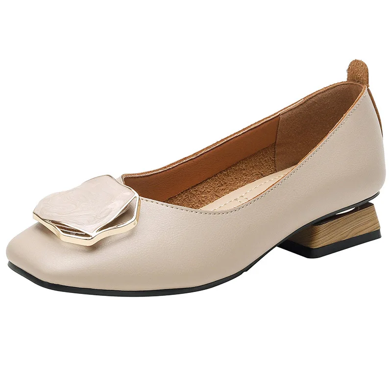 

2021 new square toe thick heel single shoes square toe high heel single shoes women