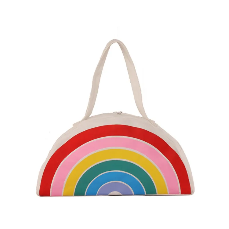 

Japanese Harajuku creative rainbow canvas shoulder bag female college style wild girl student handbag