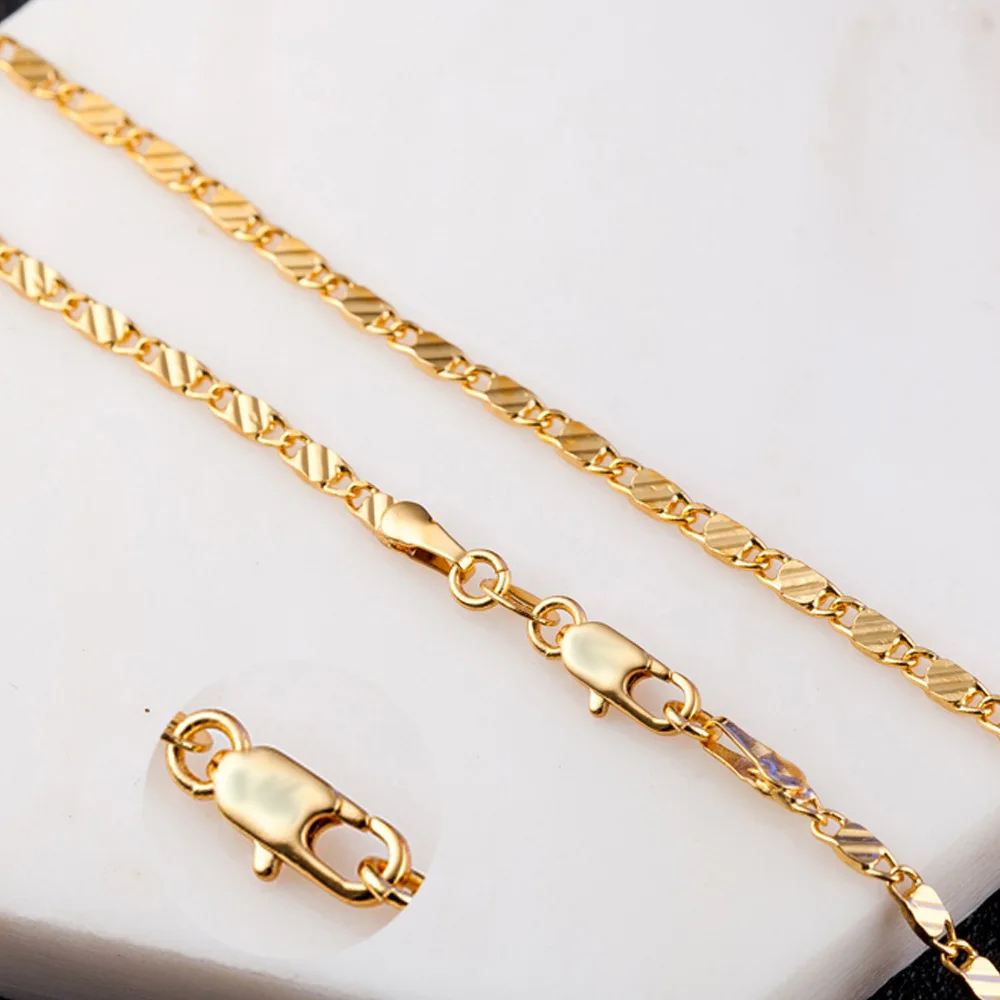 

18K Gold Plated Women Men Chain Necklace, Gold color