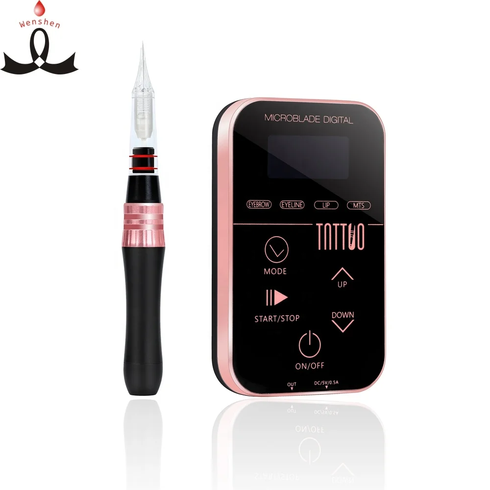 

New Arrival YD Beaux Battery Digital Machine Permanent Makeup Tattooing Brow Kit Microneeding Ombre Powder Shading Brow, Silver, black handpiece