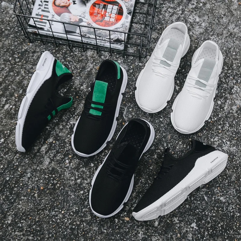 

Jogging Shoes Solid Color Mesh Sneakers Men's Lace-up Running Sneakers Suede Stitching Shoe Tongue, As pic