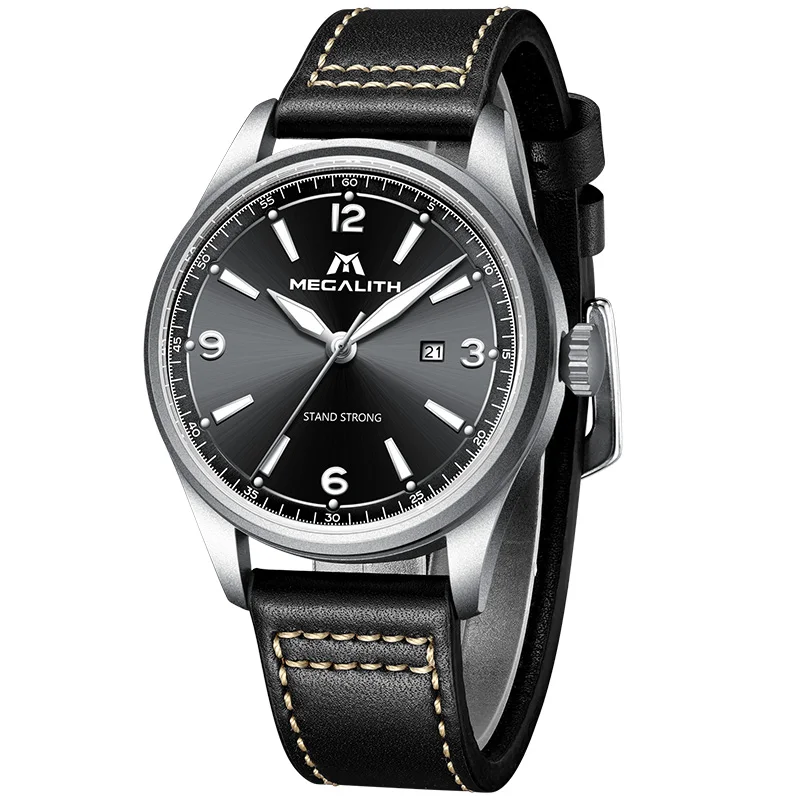 

Oem Reloj De Lujo Mens Megalith Luxury Wristwatches Original Men Luminous Genuine Leather Watch Band Quartz Clock