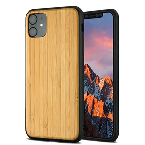 For iPhone 11 2019 Wooden Cover , Soft TPU and Blank Real Wood Cell Phone Case For iPhone XI