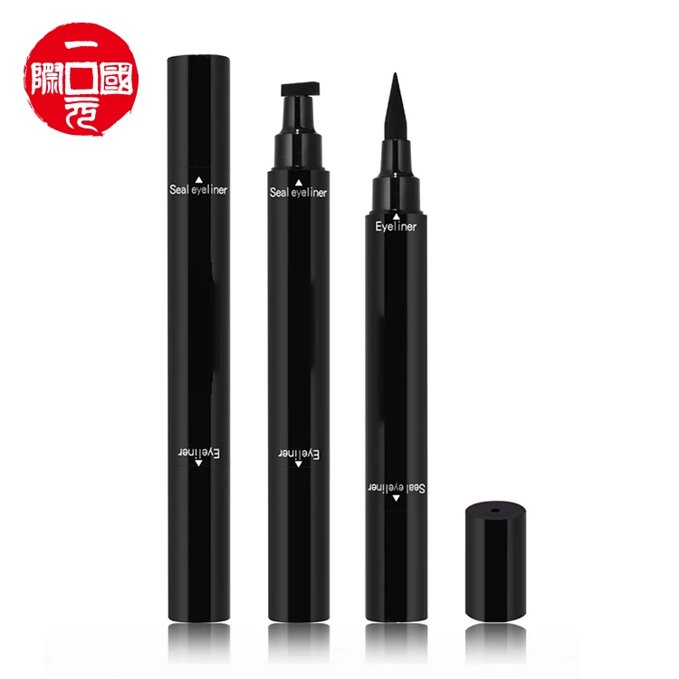 

One dollar custom shape winged makeup triangle seal double-headed 2 in 1 waterproof seal eyeliner stamp