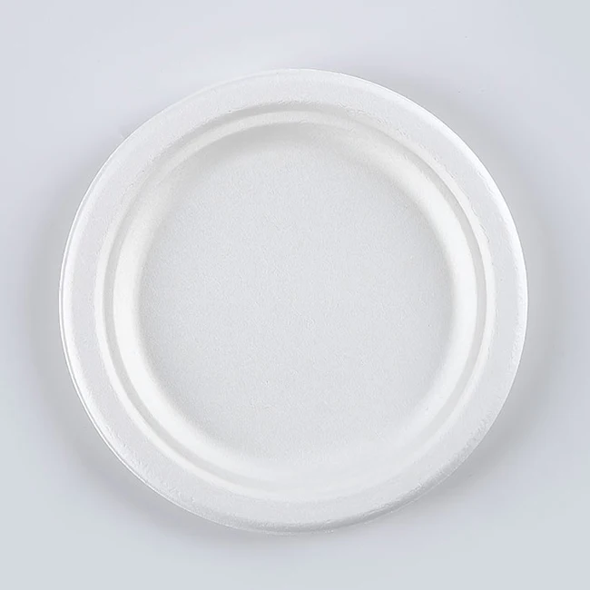 

100% Degradable Disposable Bagasse Sugarcane Take Out Ribbed Plate Tray Tableware, Natural