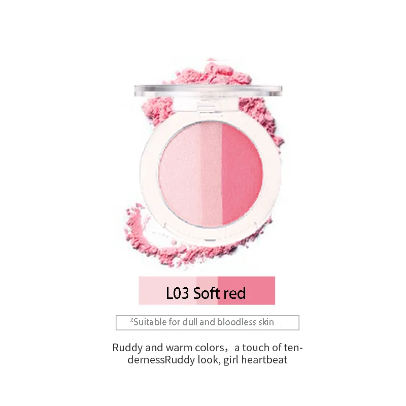 

2020 high pigment cheap price 3 color makeup blusher palette private label acccepted face blush, L01-l04