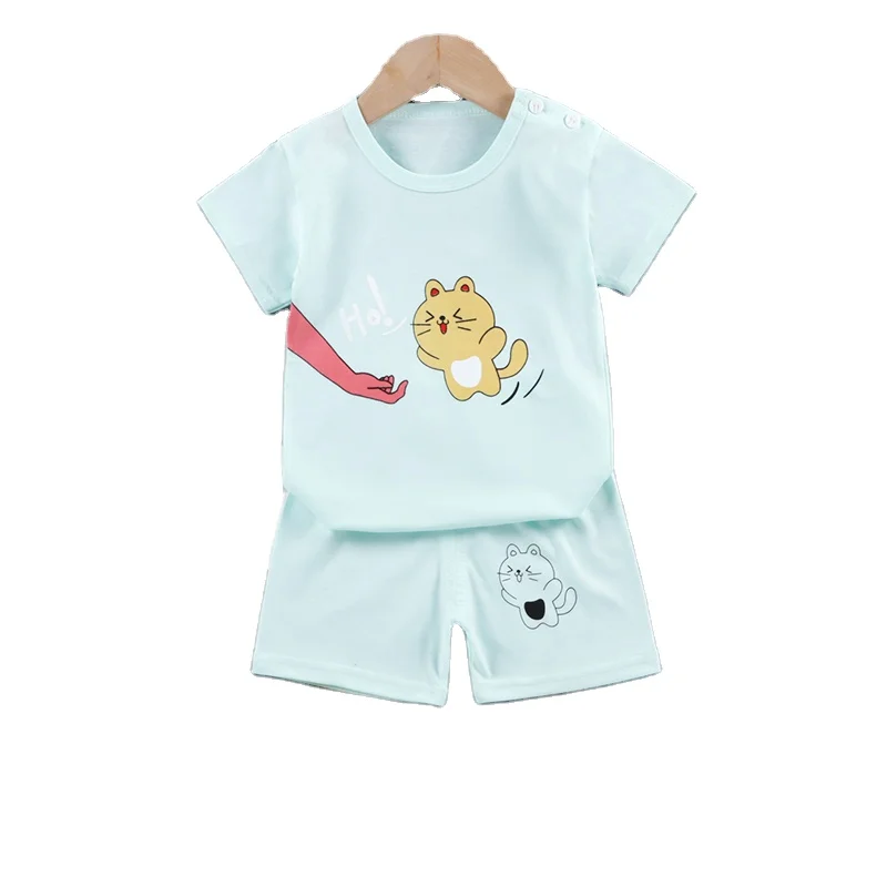 

Summer 2 piece set tshirt shorts sleeved kid clothing set for girl and boy, Picture