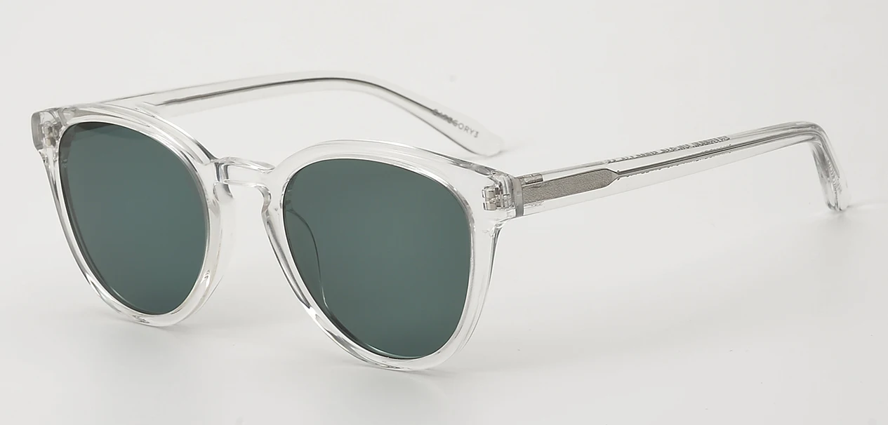 高品质时尚圆形醋酸酯框架灰色 cr39 uv400 男士偏光太阳镜