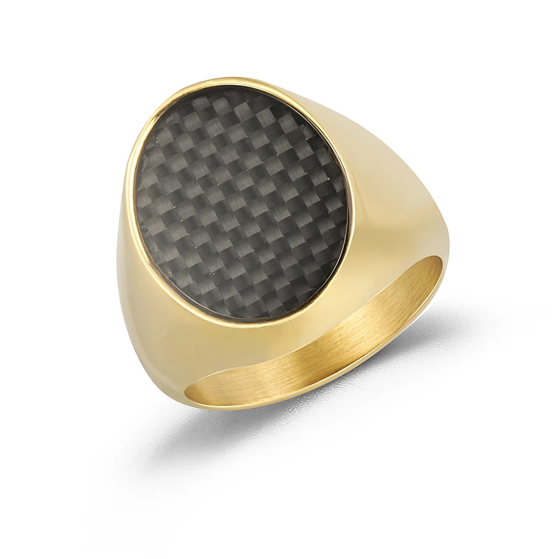 

14mm High Quality Surgical Stainless Steel Men's Carbon Fiber Hammered Patterns Inlay Party Business Rings
