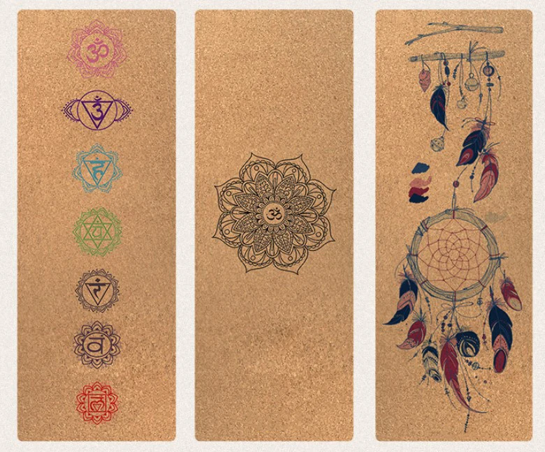 

Dropshipping Custom Printed Fitness Natural Cork Rubber Yoga Mat with Logo, All display and accept custom design