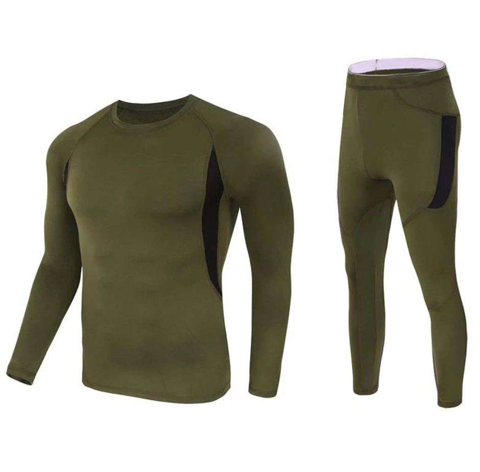 

Custom Logo Super Stretchy Anti-static Men Plain Dyed Winter Ropa Interior Termico Tactico Thermal tactical thermal underwear