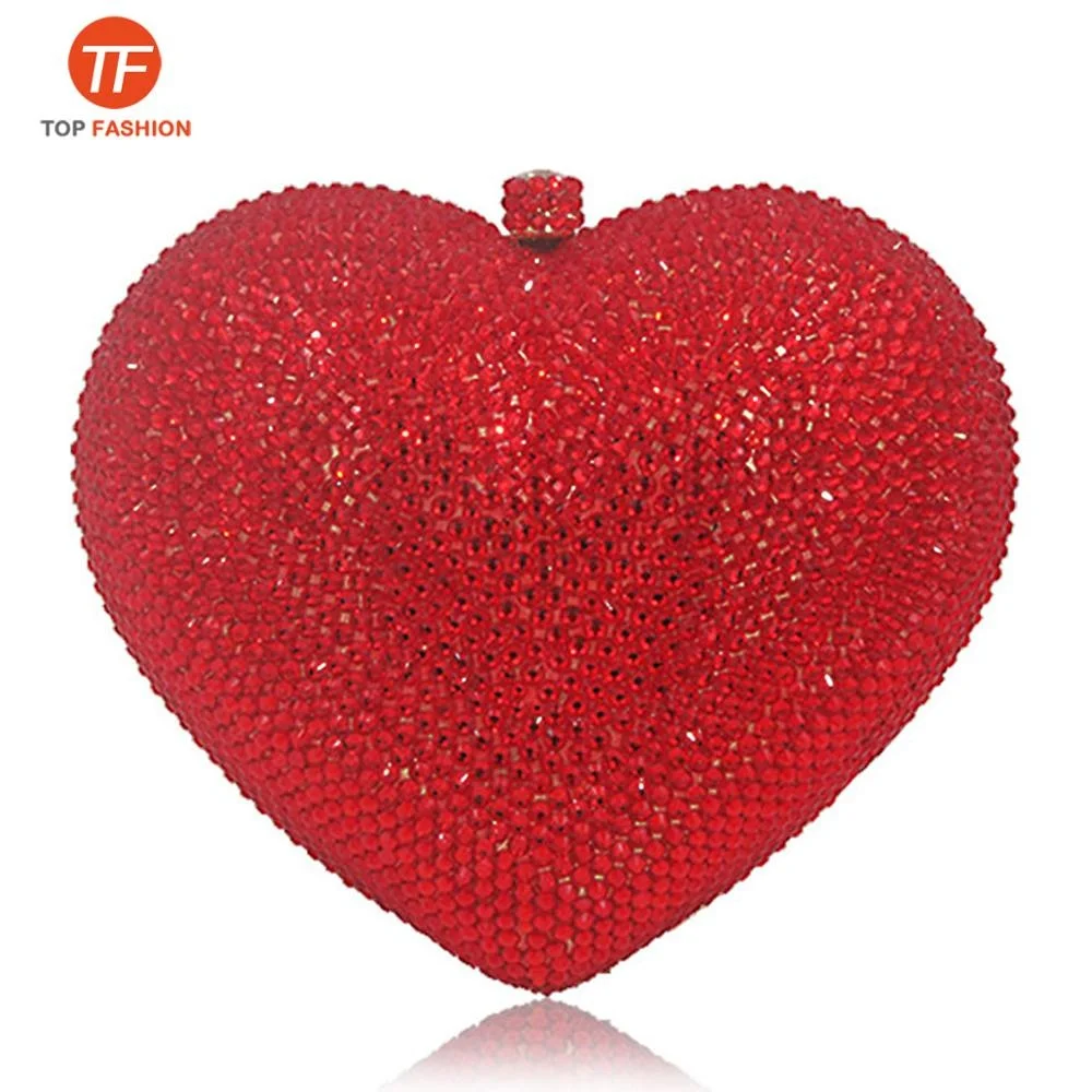 

Luxury Heart Shape Crystal Women Clutch Bag Rhinestone Evening Bag Party Purse from Factory Wholesales, ( accept customized )