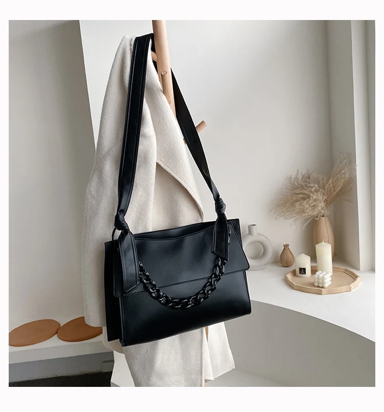 

European Fashion Large Chain Tote Bag New Quality PU Leather Women's Designer Handbag High Capacity Shoulder Messenger Bags, As photo