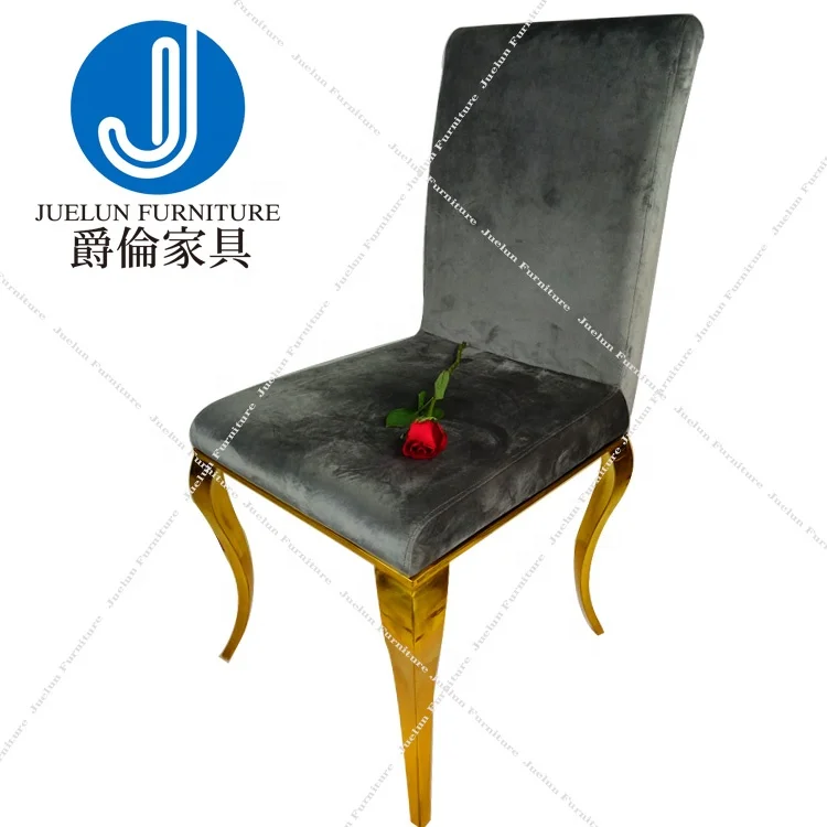 Top quality gold stainless steel gray velvet chair industrial chair restaurant chair for resturant