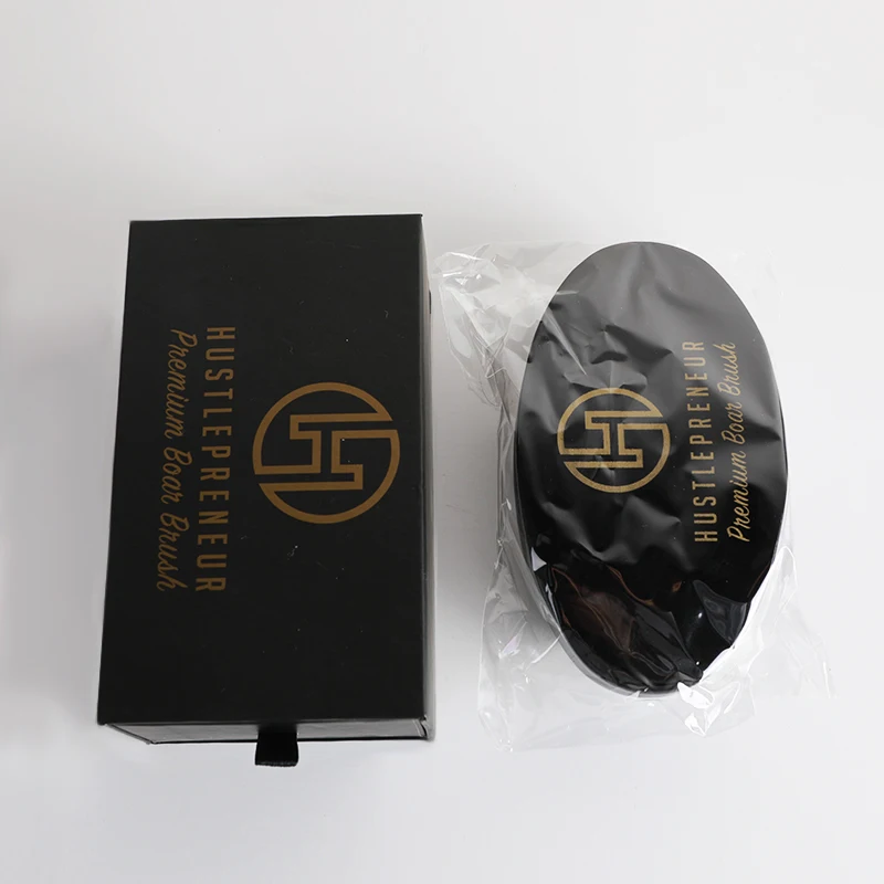 

Factory price promotion in stock 360 brush waves brushes boar bristle hair beard brush set, Black