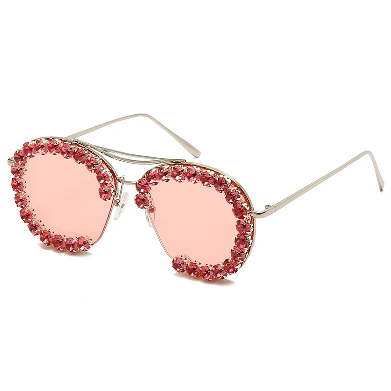 

Twooo 1793 Luxury Half Alloy Round Bling Shades Diamond sunglasses