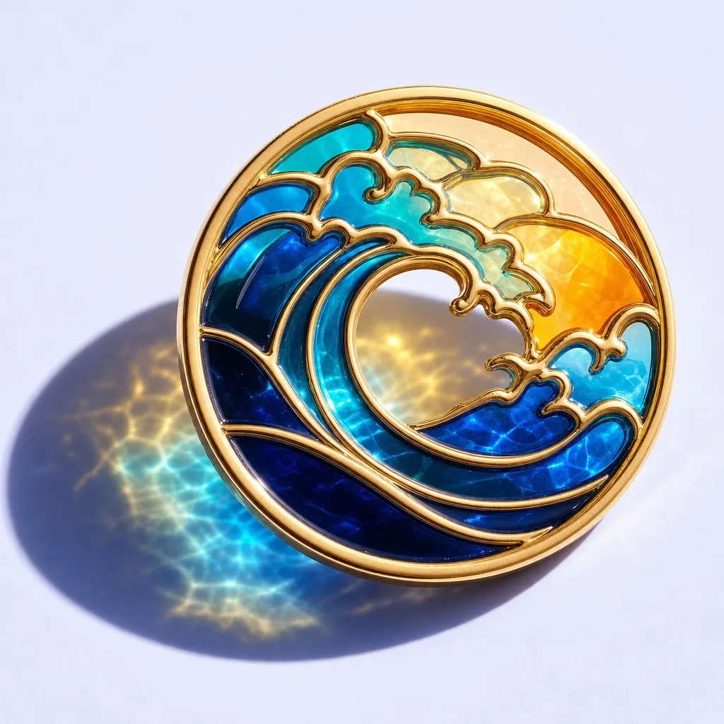 Twilight Ocean Wave Stained Glass Pin
