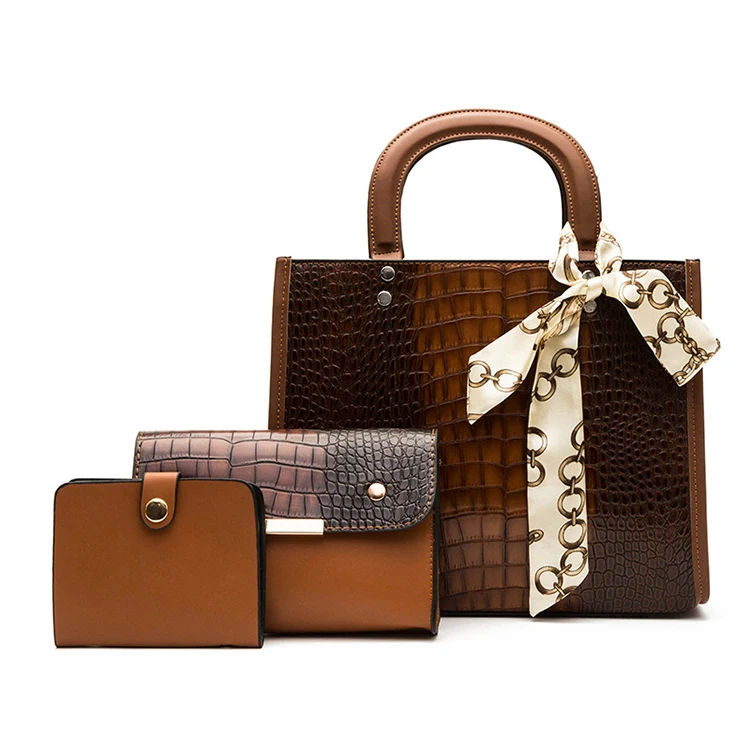 

EG652 Luxury 3 in 1designer woman fashion hand bag pu ladies handbag women famous brands sets