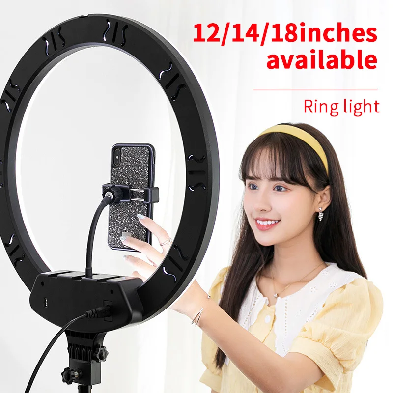 

make up Phone TikTok Stretchable Portable Fill Led Circle Selfie Ring Light With Tripod Stand for studio, Warm natuaral white
