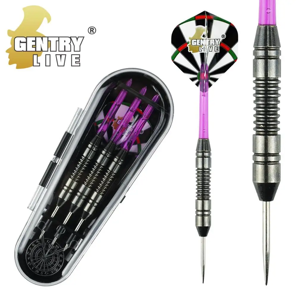 

Gentry Live High Quality Steel Tip Dart Set, Purple shaft, tungsten color barrel