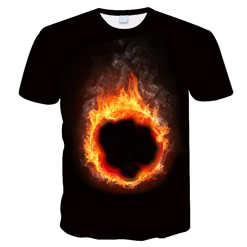 

3D-Sublimated Printed T-shirt with red fireball design