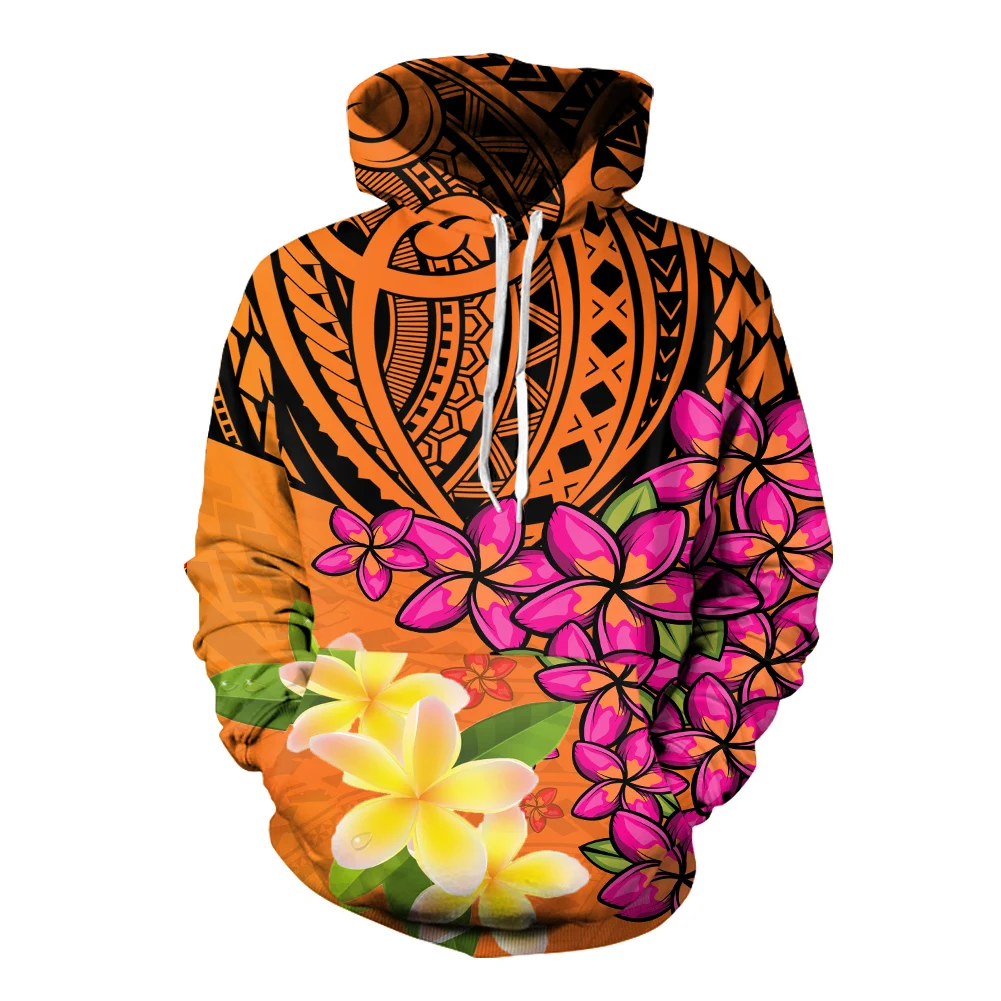 

POD Women's Hoodies Printed Hawaiian Plumeria Polynesian Tribal Custom Hoodies For Women Fashionable Casual Oversized Hoodies, Customized color