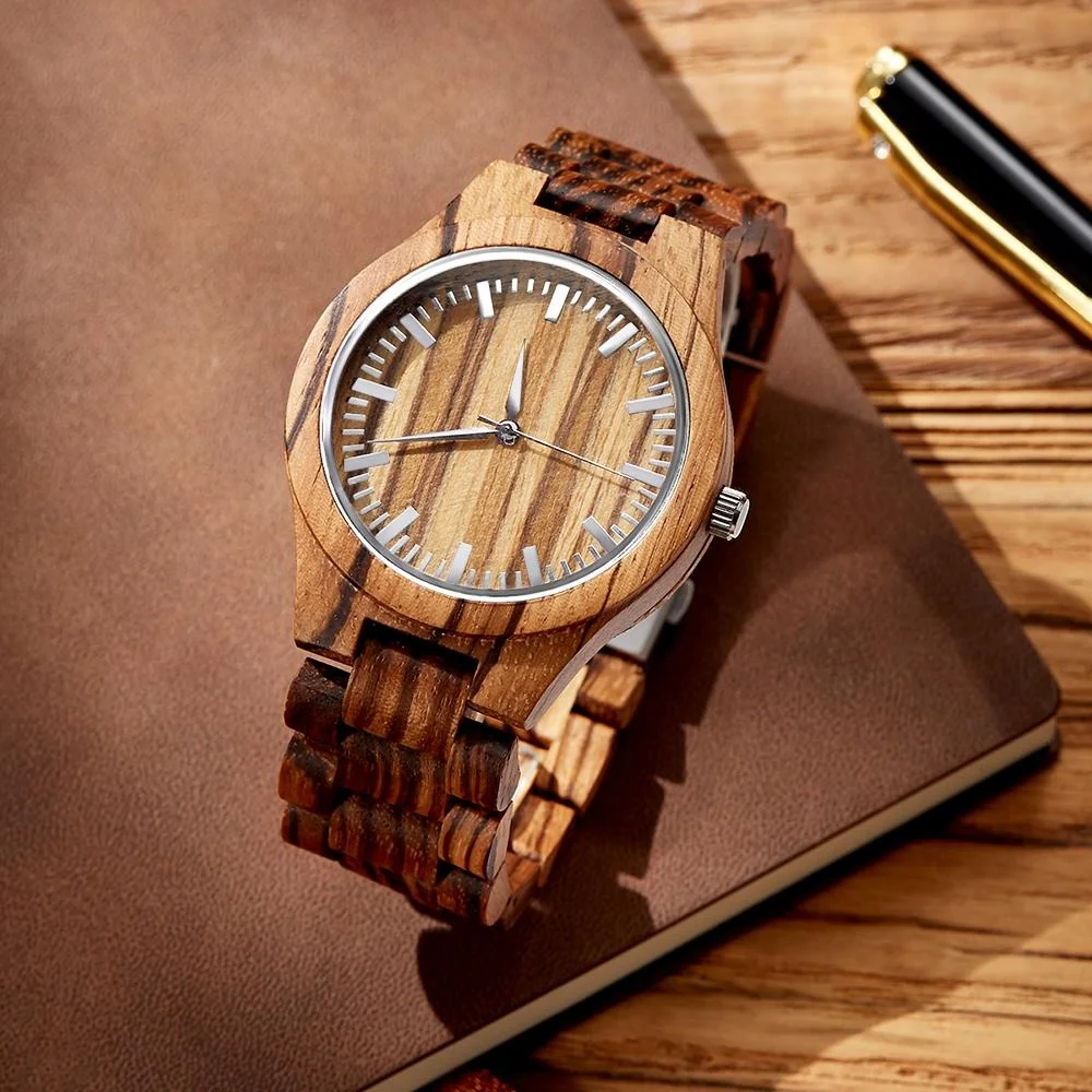 

Personalized Engraved Wooden Watch Man Wrist Reloj De Madera High Quality Creative Men Quartz Wristwatch For Dad/Husband/Son