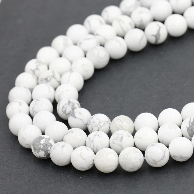 

2022 wholesale natural round 8mm stone bead white howlite gemstone loose beads for jewelry making, Picture