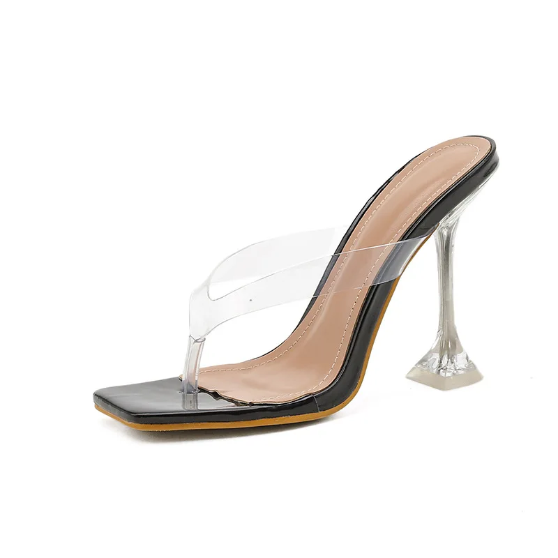 

Newest Overheight Transparent Flip Flop Ladies High Heel Slippers, Customized color