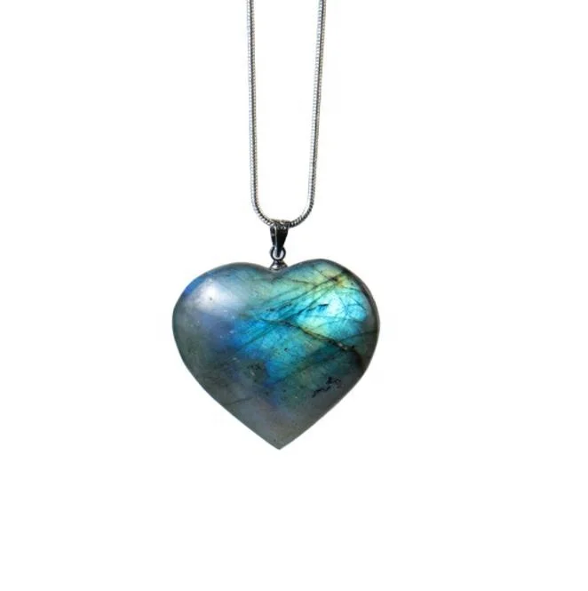 

UNIQ Fashion Women Moonstone Heart Stone Pendant Natural Stones Necklaces
