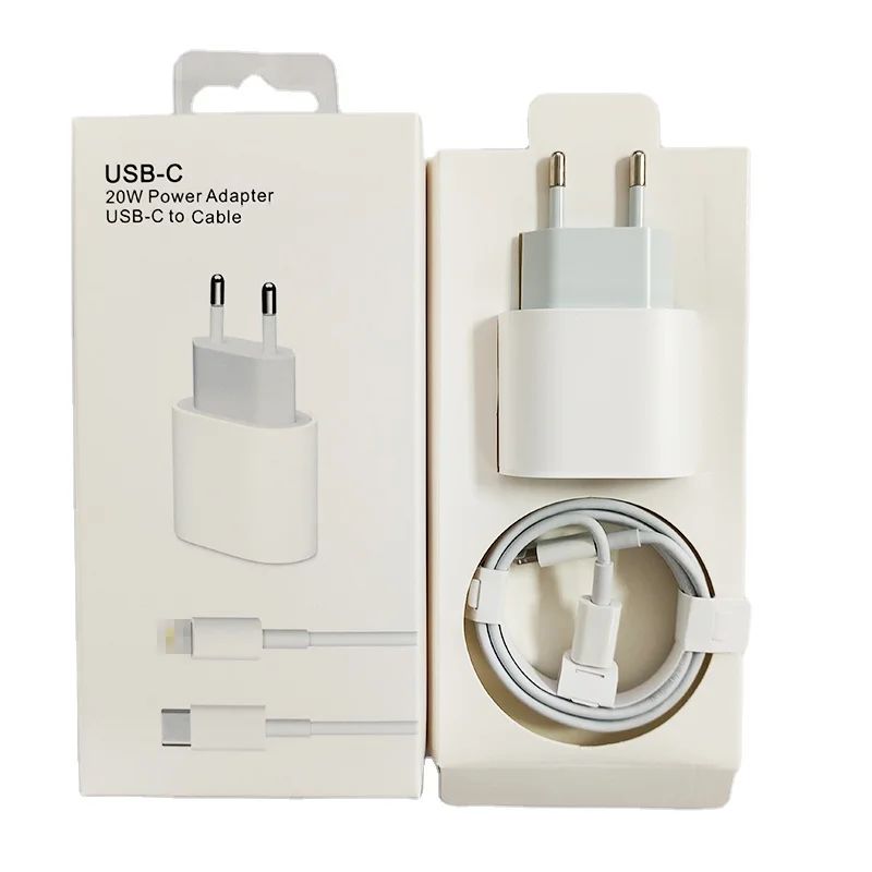 

Original Type C 18W 20W USB C PD Wall Charger Kit With Cable Carregador For iPhone 12 13 Pro Max EU US Plug Data Cord Charger, White