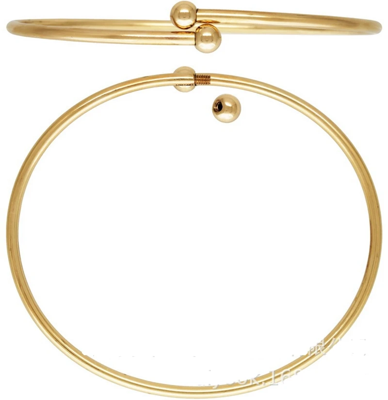 

Wholesale Lucky 14k Gold Filled Stackable Bracelets Stretch Bracelet Minimalist 7" Flex Bangle (2.3mm) w/Threaded Balls