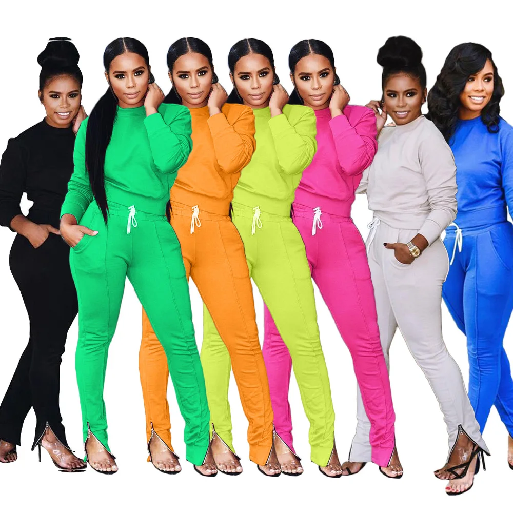 Candy Colors 2 Piece Set Two Piece Tracksuit Set Womens Two Piece Clothing Basic Modern Cute Clothing Sets RS00147