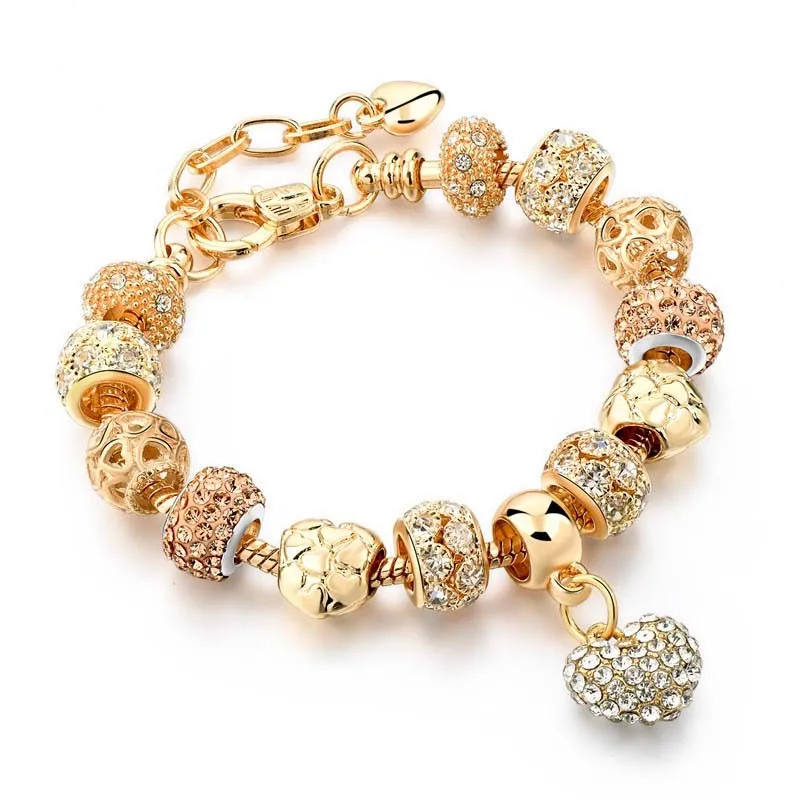 

KC Gold Style Creative Love You Oil Drop Bracelet Healing Hollow Diamond Heart Charm Pendant Bangle Bracelet For Women