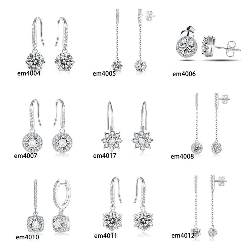 

starsgem jewelry moissanite diamond different design 925 sterling silver earrings