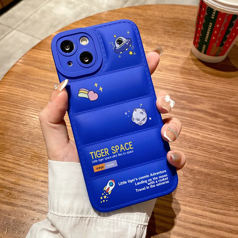 

Cartoon Designer Custom Fashion Silver Soft TPU Handy Puffer Phone Case For Iphone 11 12 13 Pro Max, 8 colors