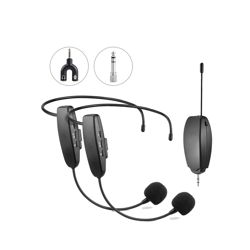 

Wireless UHF Headset Microphone Headset Mics and 1 Receiver Voice Recording Mic for Phones Cameras Voice Speaker, Black