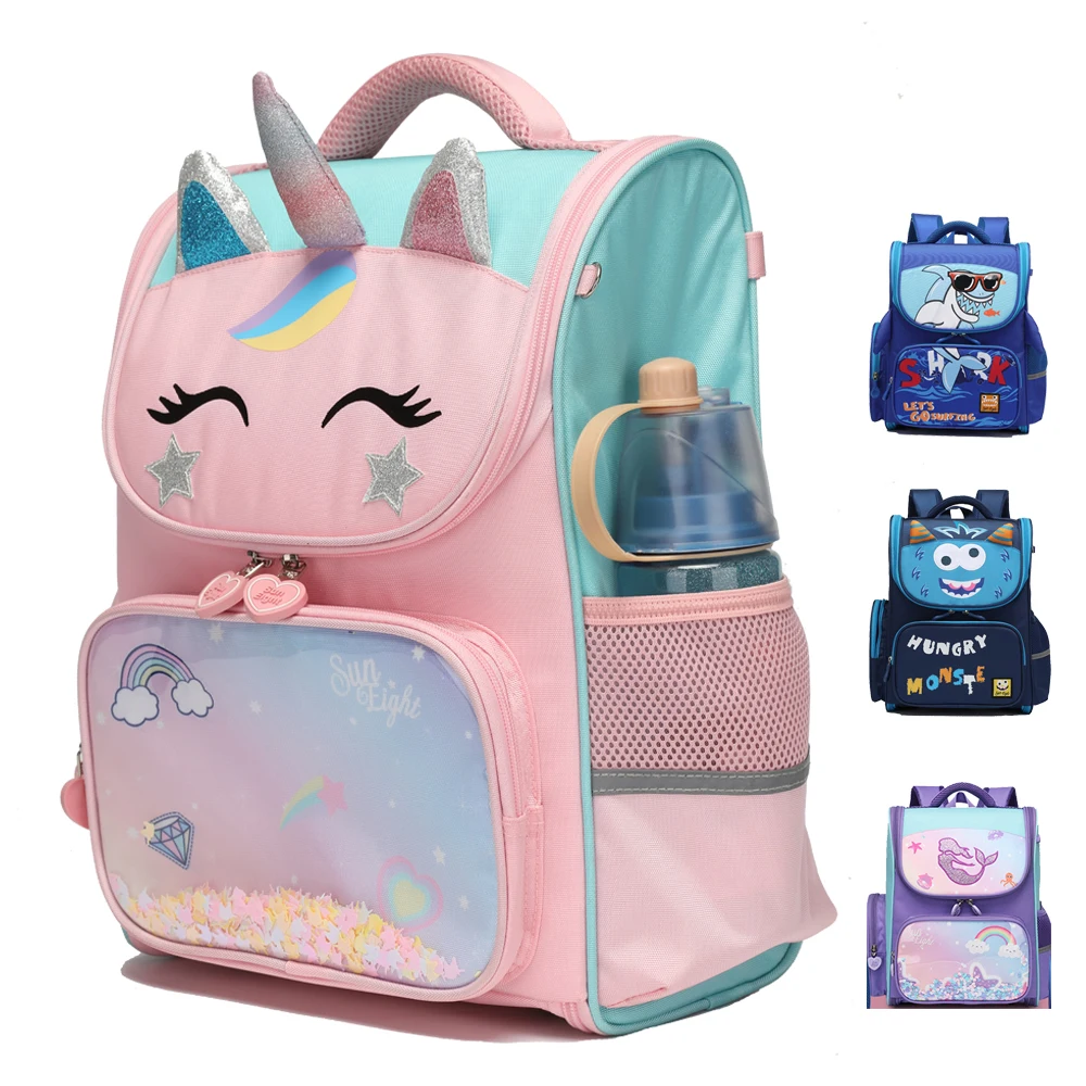 

New 2022 in Stock School Bag for Girls with Unicorn kids Set Backpack Waterproof Polyester Cartoon