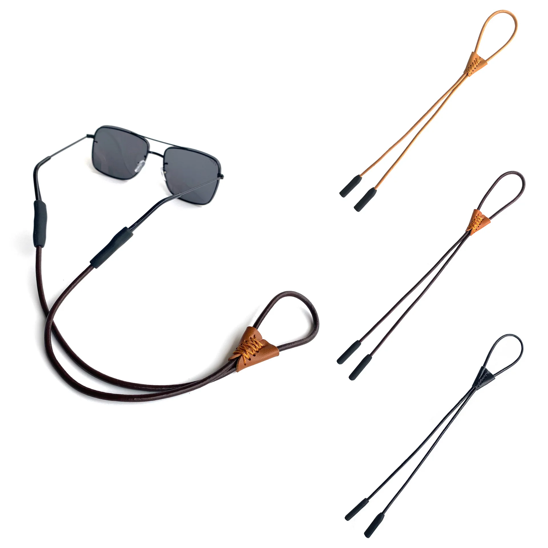 

Wholesale Fashion Designer Retro Genuine Leather Eyewear Eye Glasses Chain Sunglasses Rope Strap Chain, Khaki,black,coffee