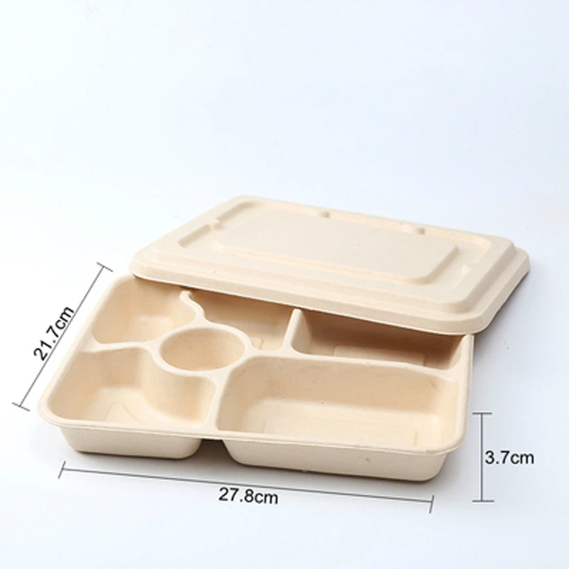 

Environmentally Friendly Custom Disposable Bamboo Pulp Lunch Box For Food